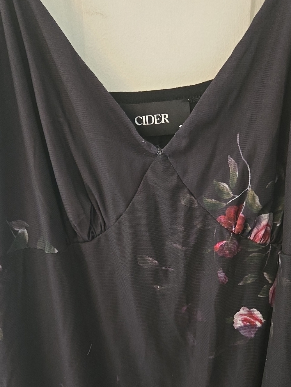 Cider Black Maxi Dress with Pink Rose Print - Picture 2 of 7